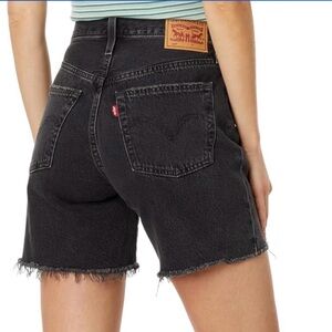 Levi's Black Jean Shorts Distressed Cut-Off Style 501 mid thigh short